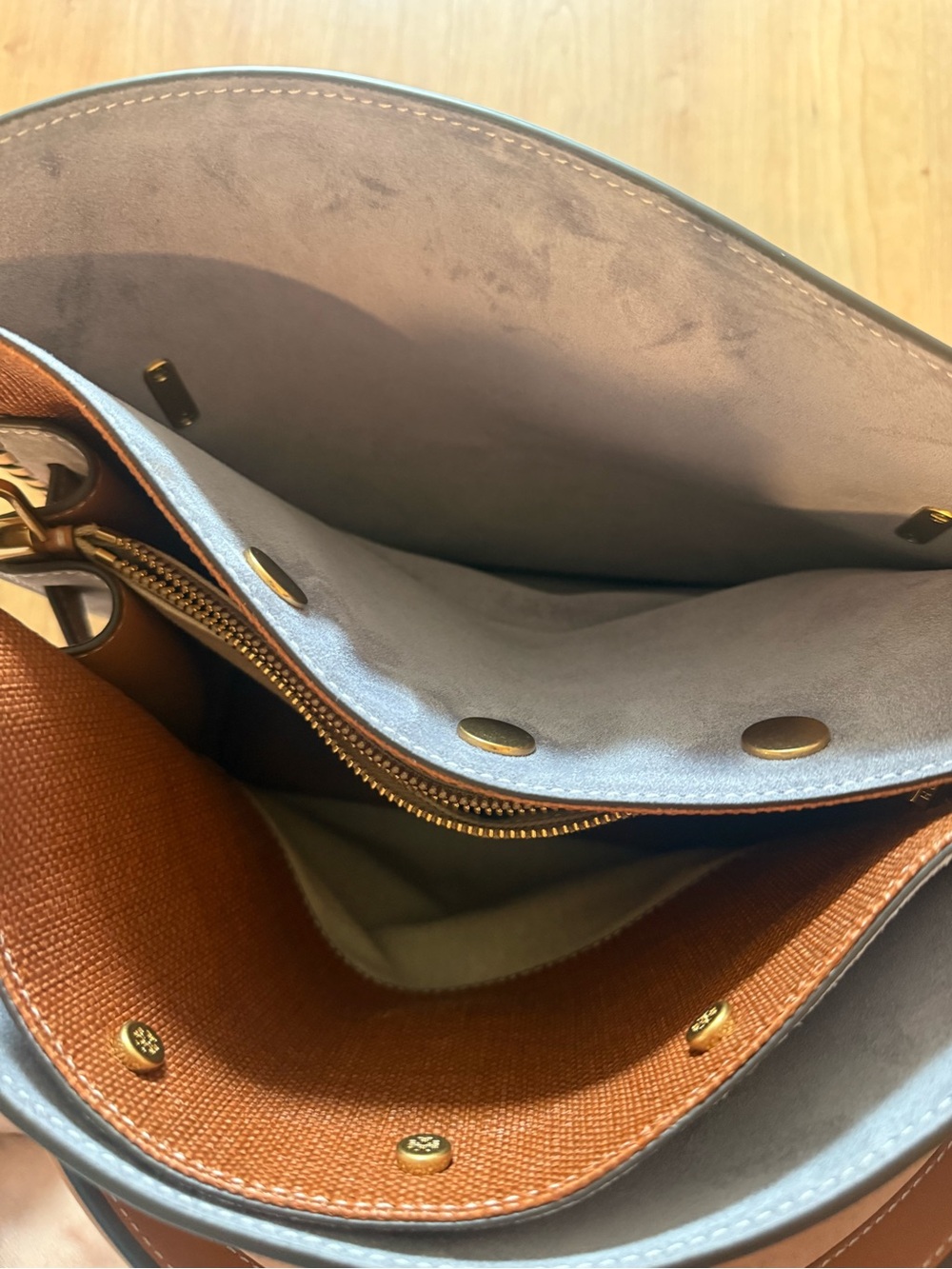 Tory Burch Burnt Orange and Brown Whipstitch Leather Double Bag Satchel - Picture 13 of 16